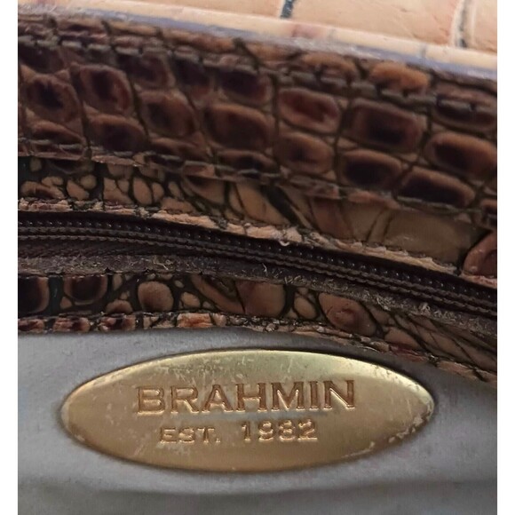 VTG Y2K Brahmin Melbourne Croc Leather Flap Front Shoulder Bag 11X6 Dust Bag - Picture 9 of 12
